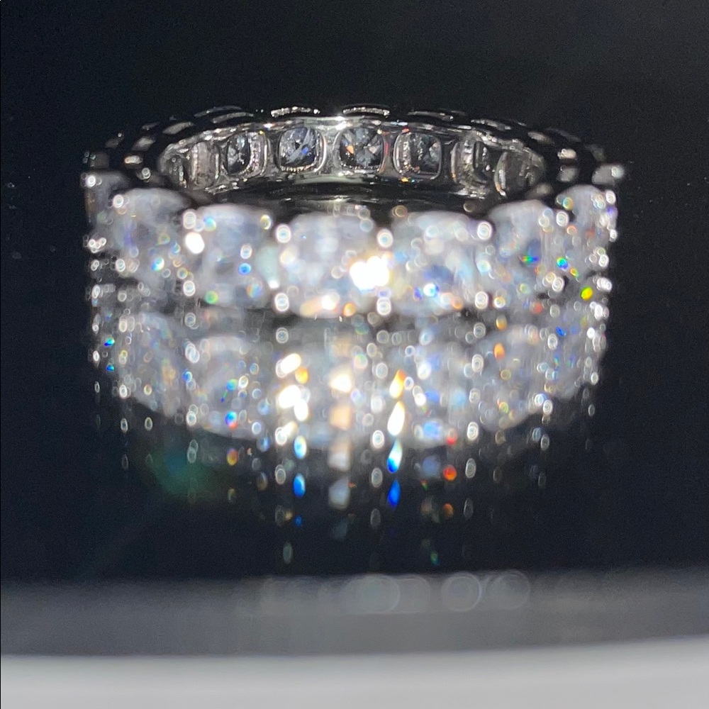 Waterproof Tarnish Proof S925 Silver Diamond Ring - Picture 2 of 7